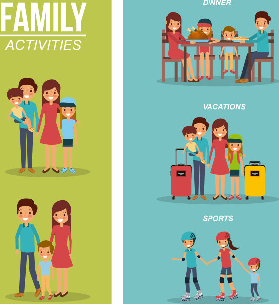 组不同的家庭活动图片下载