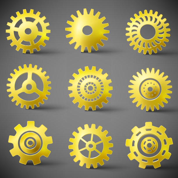 金色齿轮图标集图片下载