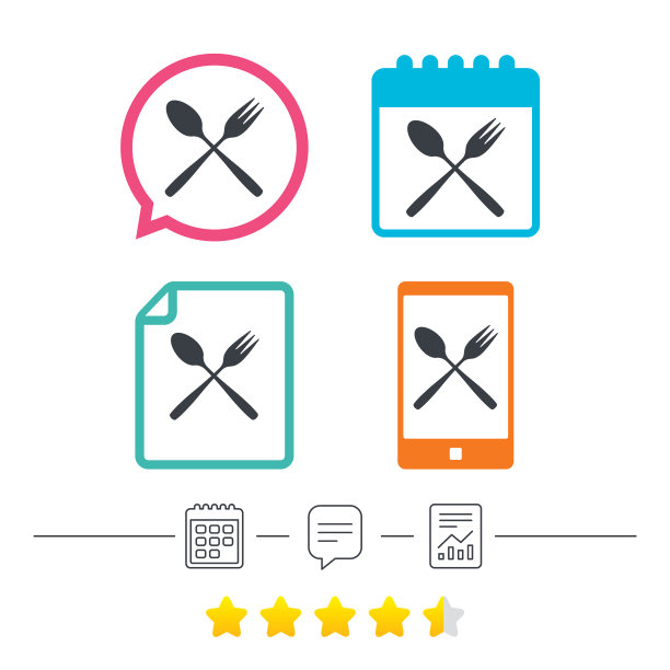 吃标志图标甜点叉子和茶匙图片下载