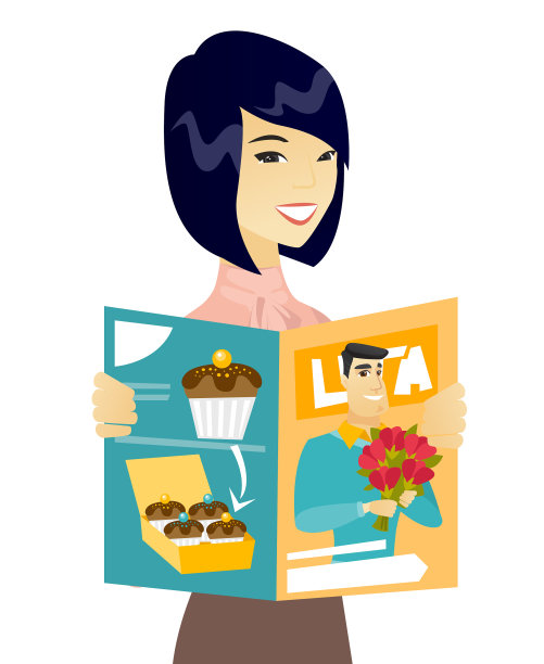 年轻的亚洲商业女性阅读杂志图片下载