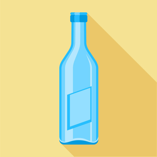 蓝色玻璃瓶图标平坦风格图片下载