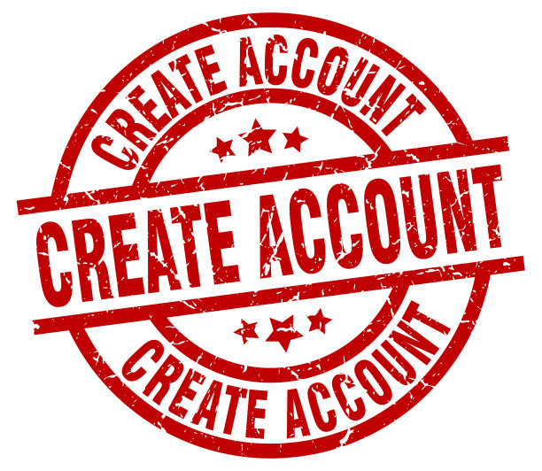 创建帐户圆形红色垃圾邮票图片下载