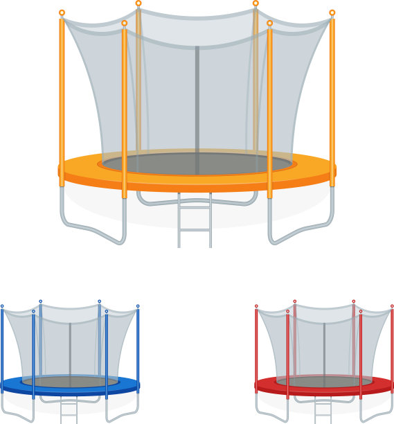 蹦床平面逼真的跳跃图标图片下载