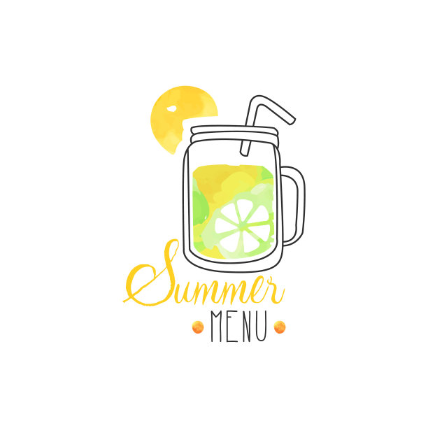 夏季菜单标志徽章为素食餐厅图片下载