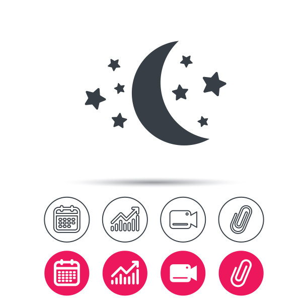 月亮星星图标夜间睡眠标志图片下载