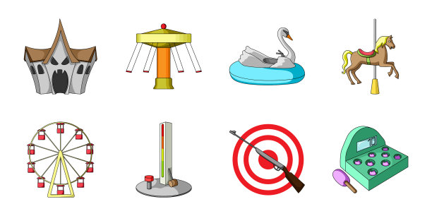 娱乐公园图标在集合设计图片下载