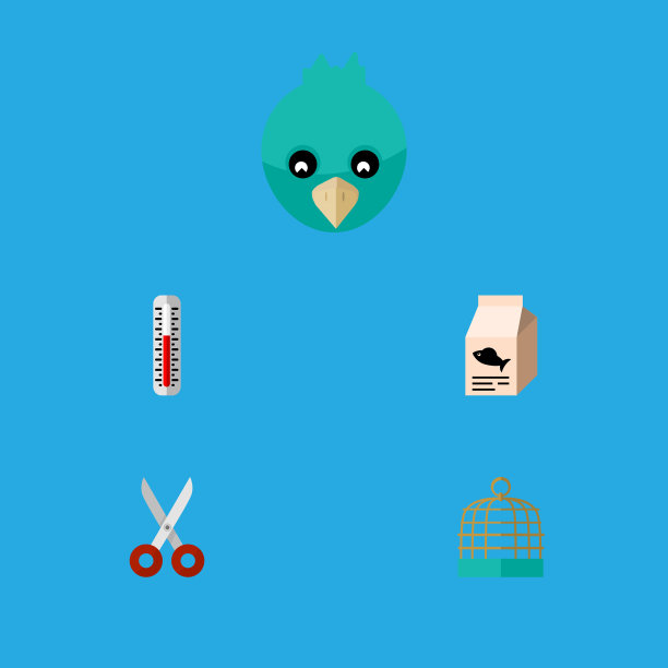 扁平图标宠物一套鸟监狱麻雀剪刀图片下载