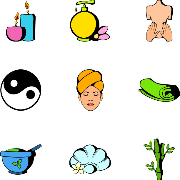 水疗图标设置卡通风格图片下载