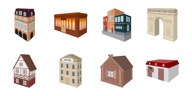 建筑和建筑图标集合图片下载