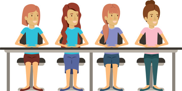 白人背景和团队的女性坐在一起图片下载