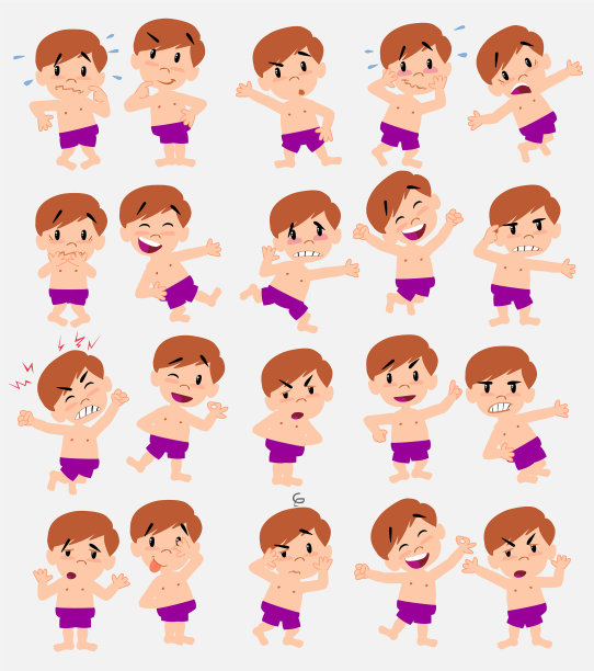 卡通人物白人男孩在泳衣图片下载