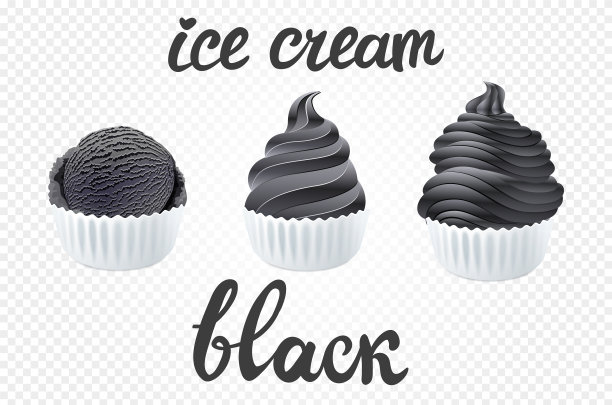 黑色的冰淇淋套装深色与不同图片下载