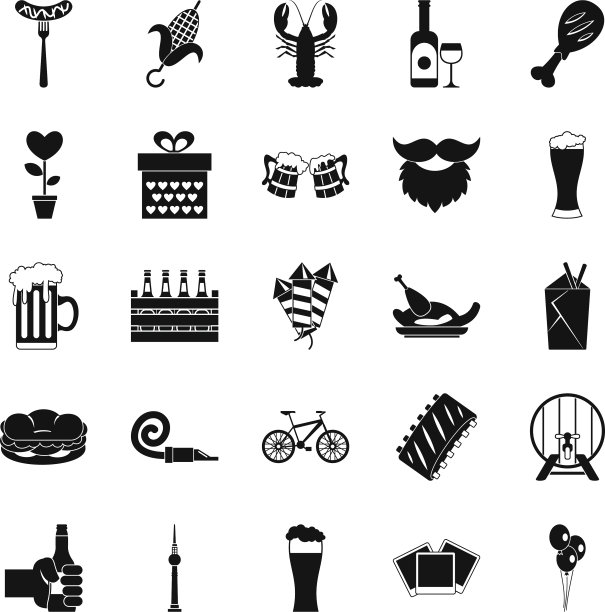 啤酒聚在一起图标设置简单的风格图片下载