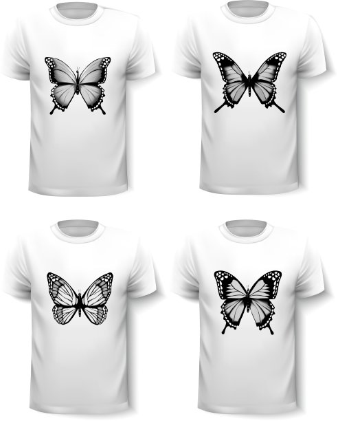 一套衬衫模板与蝴蝶设计图片下载