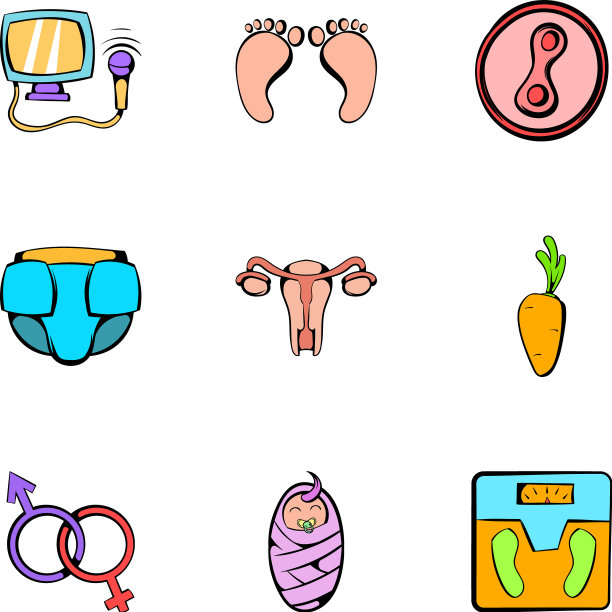 妇科图标设置卡通风格图片下载