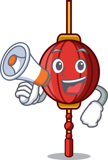 配有扩音器的汉字卡通灯笼图片下载
