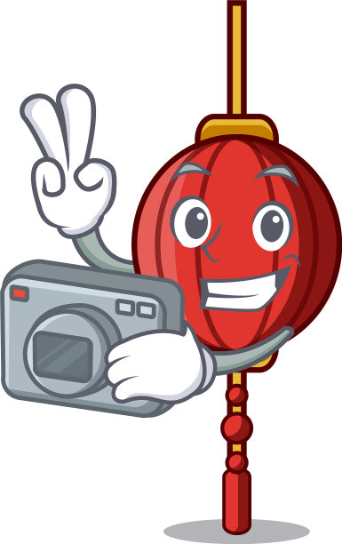 中国灯笼吉祥物卡通摄影师图片下载