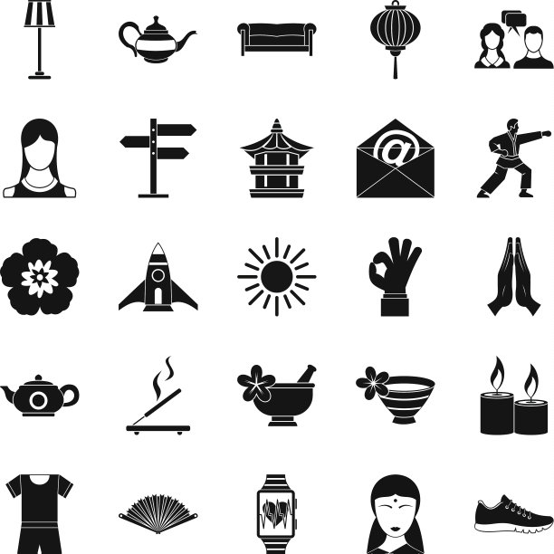 亚洲图标设置简单的风格图片下载
