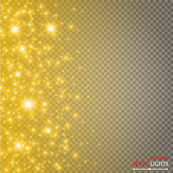 一组金色发光的灯光效果孤立图片下载