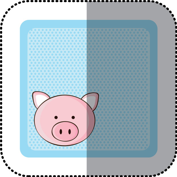 贴纸上画着彩色贺卡的小猪图片下载