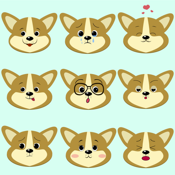 柯基狗的笑脸是一组不同的情绪图片下载