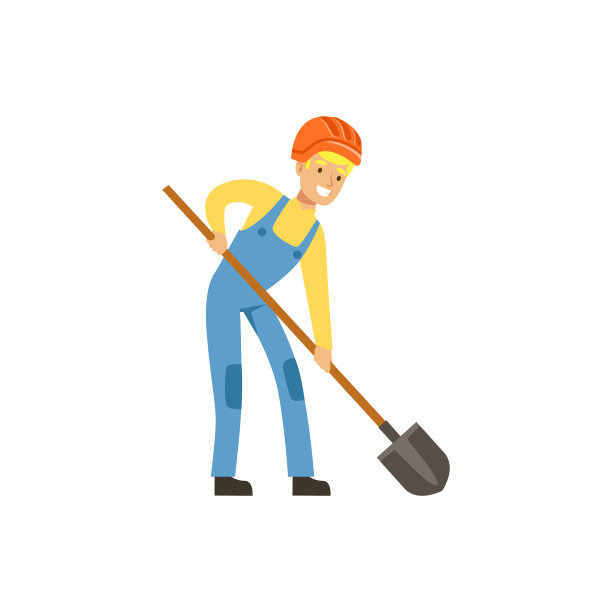 男矿工穿着制服用铁铲工作图片下载