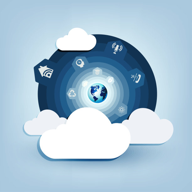 圆蓝色设计与计算机云图片下载