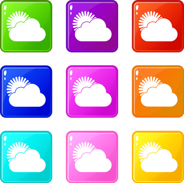 太阳和云图标9集图片下载