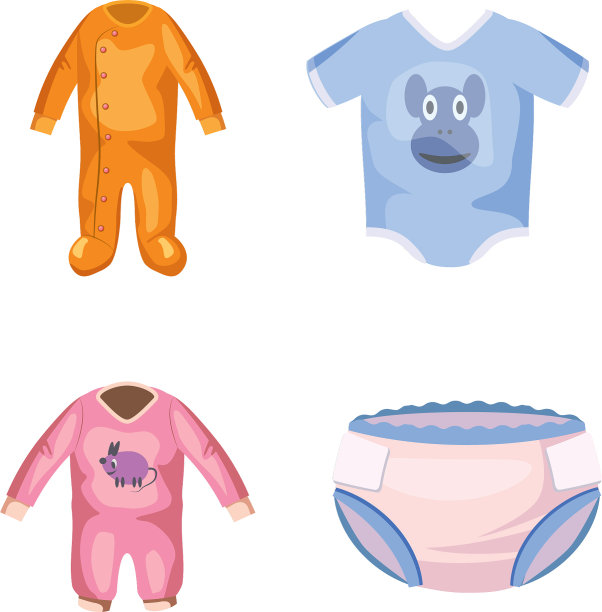 婴儿服装图标设置卡通风格图片下载