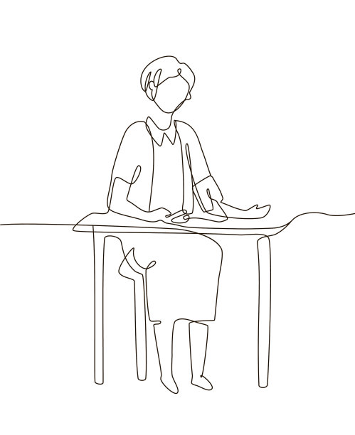 妇女测量血压-一条线设计图片下载