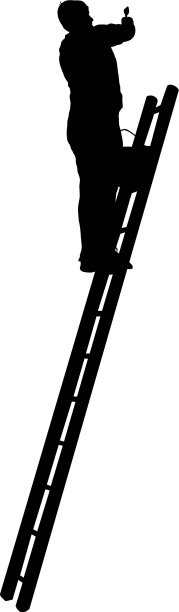 白色的梯子上的剪影工人图片下载