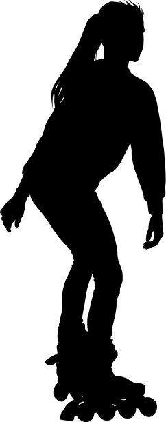 一个穿着旱冰鞋的运动员的黑色剪影图片下载