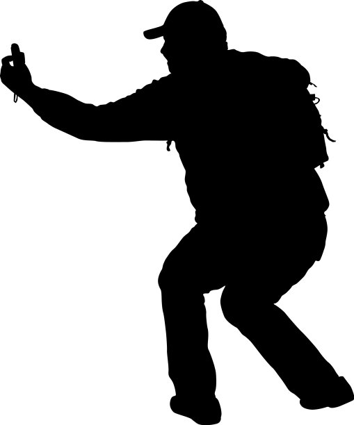 剪影男子自拍智能手机图片下载