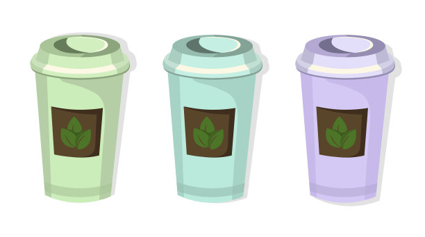 茶纸杯设置图标模板粉红色石英和图片下载