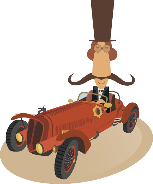 绅士骑着复古车图片下载