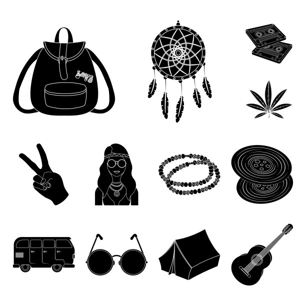 快乐和属性黑色图标集合图片下载