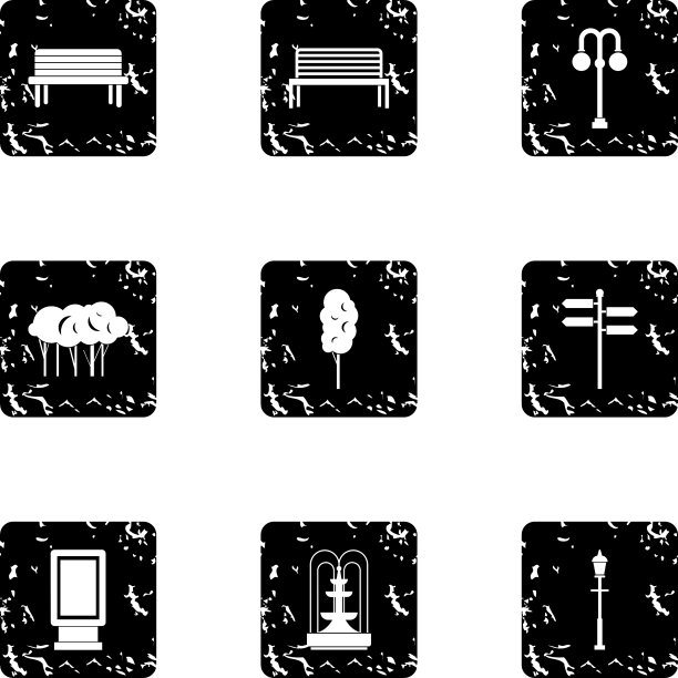 公园图标设置垃圾摇滚风格图片下载