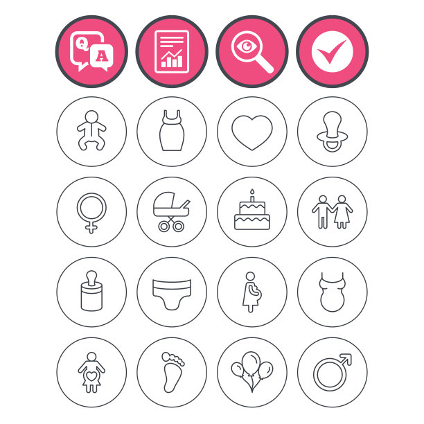 婴儿和孕妇线图标安抚奶嘴尿布图片下载
