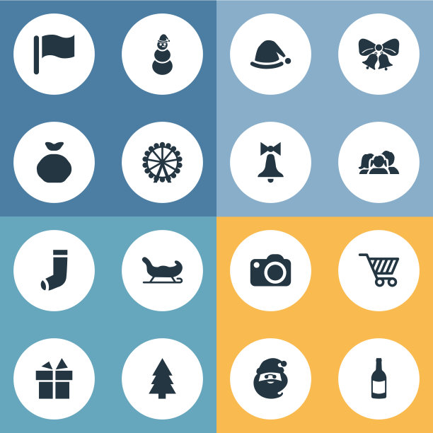 一套简单的圣诞图标图片下载