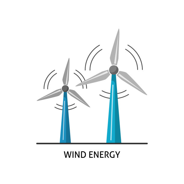 风力涡轮机图标在平坦的风格图片下载