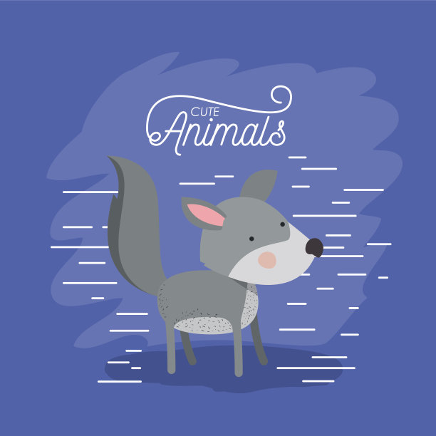 狼动物漫画以彩色为背景图片下载