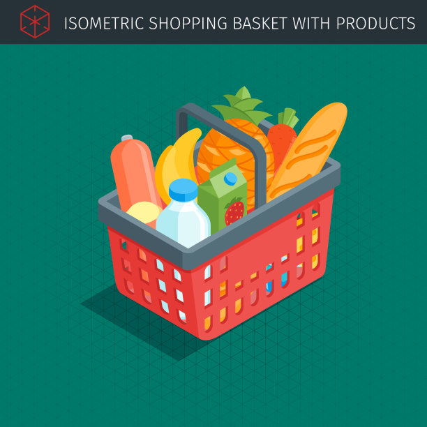 红色塑料购物篮图片下载