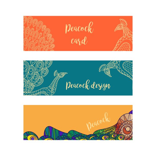 带有孔雀图案的横旗图片下载