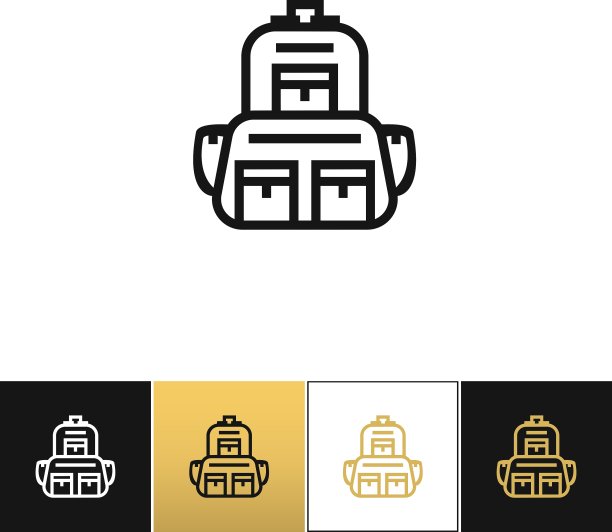 背包标志或线性行李图标图片下载