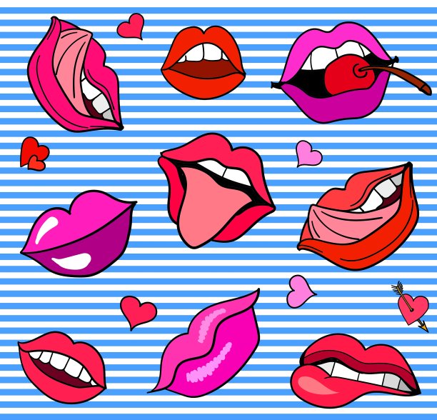 无缝模式与时尚补丁徽章流行图片下载