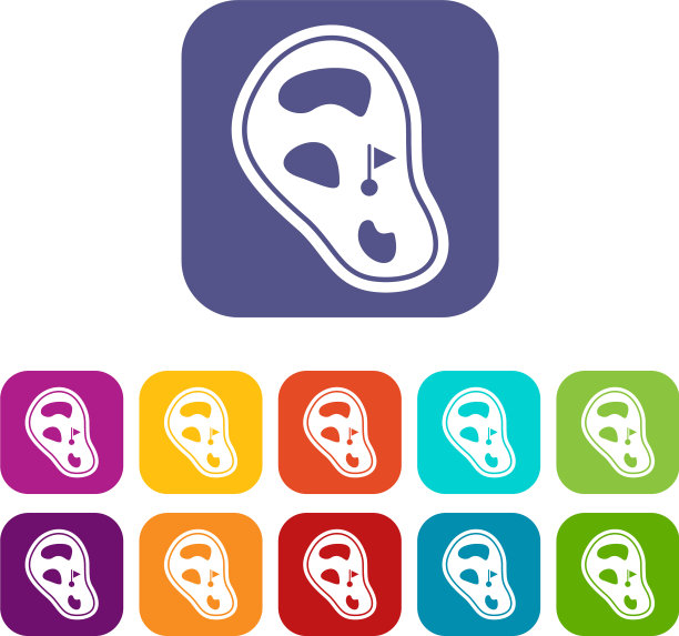 高尔夫球场图标设置平坦图片下载