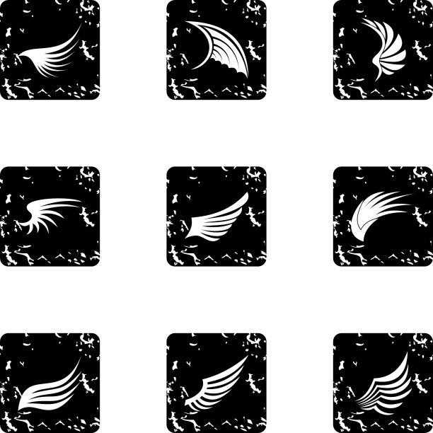 类型的翅膀图标设置垃圾摇滚风格图片下载