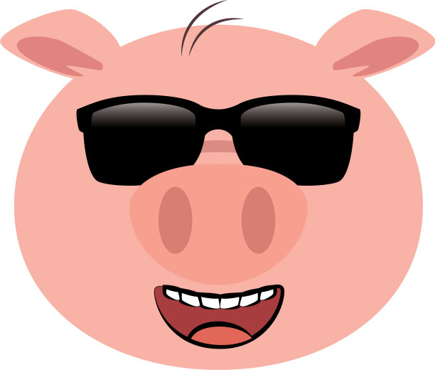 戴着太阳镜的猪表情卡哇伊图片下载