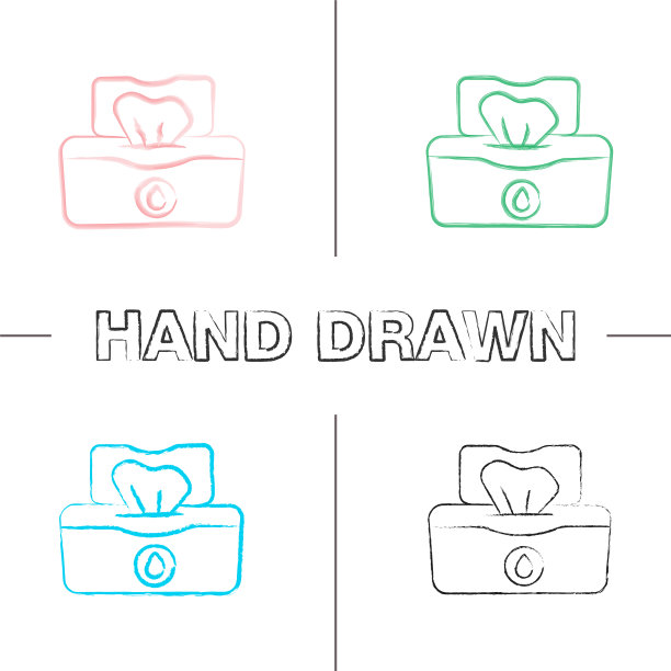 湿纸巾包手绘图标集图片下载