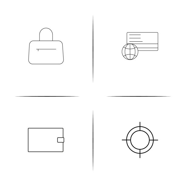 银行金融和金钱简单的线性图标集图片下载